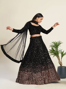 Black Color Heavy Sequence Work  Designer Lehenga Choli