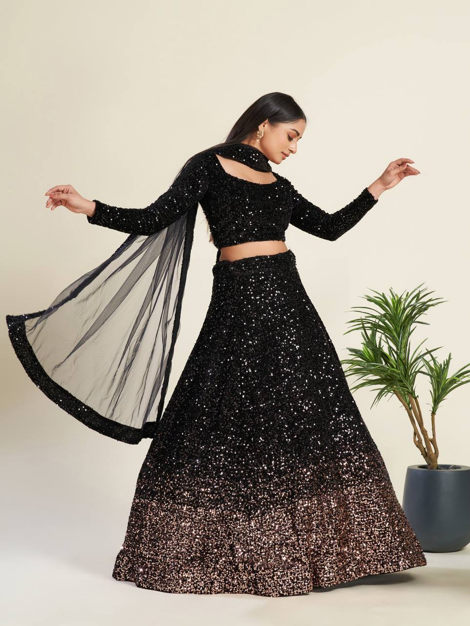 Black Color Heavy Sequence Work  Designer Lehenga Choli