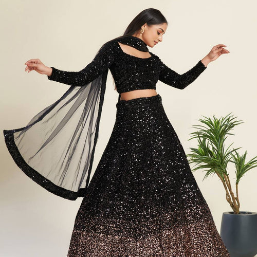 Black Color Heavy Sequence Work  Designer Lehenga Choli