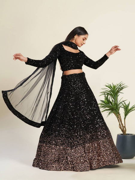 Black Color Heavy Sequence Work  Designer Lehenga Choli