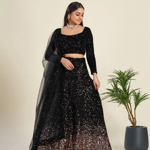 Black Color Heavy Sequence Work  Designer Lehenga Choli