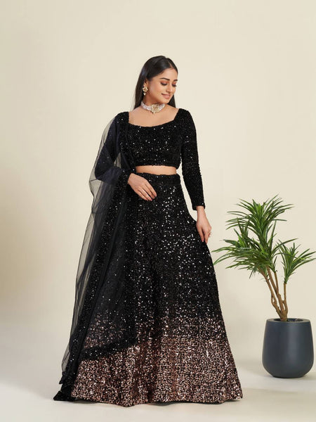 Black Color Heavy Sequence Work  Designer Lehenga Choli