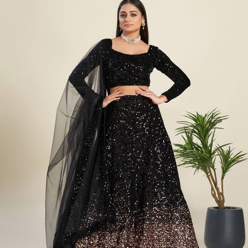 Black Color Heavy Sequence Work  Designer Lehenga Choli