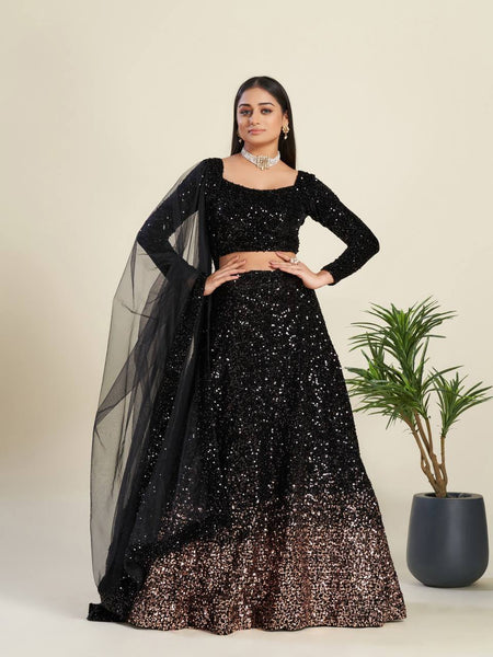 Black Color Heavy Sequence Work  Designer Lehenga Choli