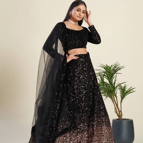Black Color Heavy Sequence Work  Designer Lehenga Choli