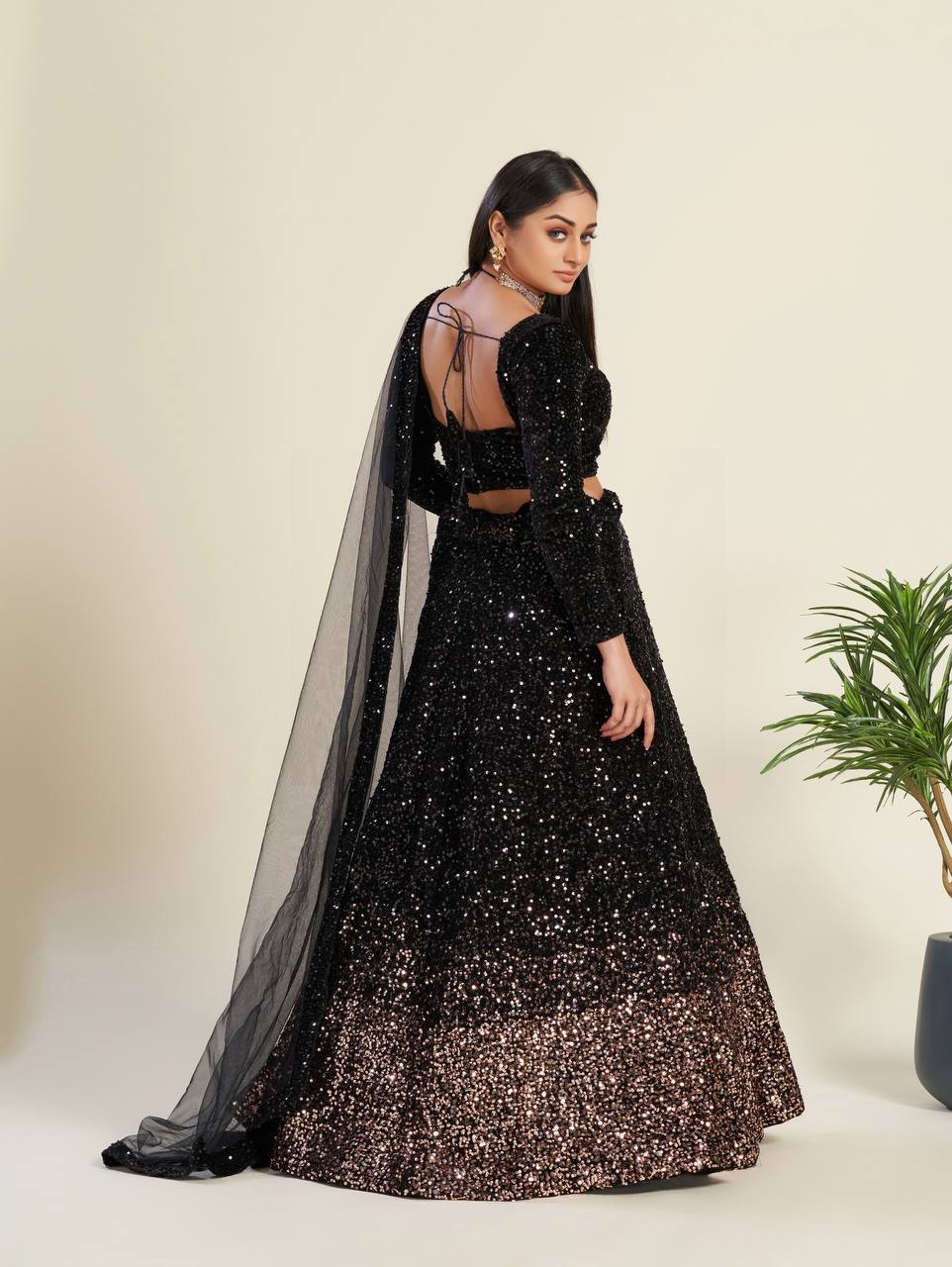 Black Color Heavy Sequence Work  Designer Lehenga Choli