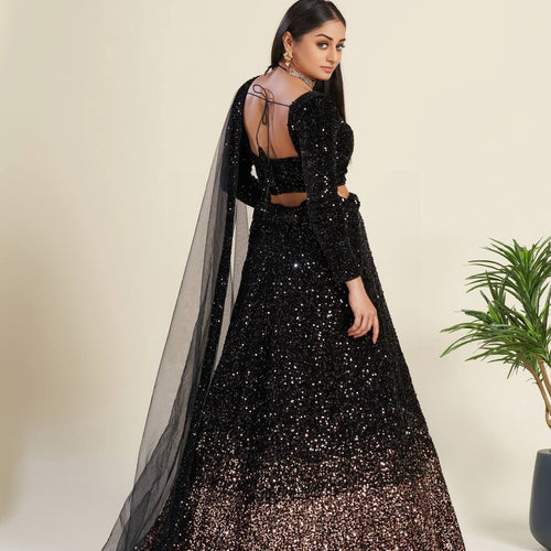Black Color Heavy Sequence Work  Designer Lehenga Choli