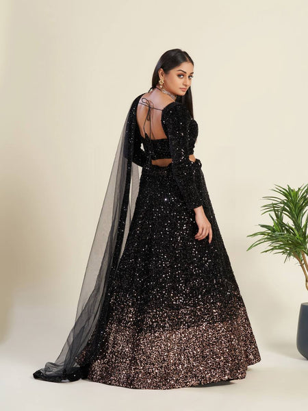 Black Color Heavy Sequence Work  Designer Lehenga Choli
