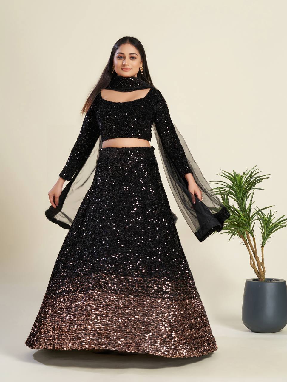 Black Color Heavy Sequence Work  Designer Lehenga Choli