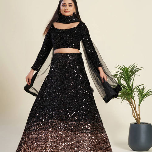 Black Color Heavy Sequence Work  Designer Lehenga Choli