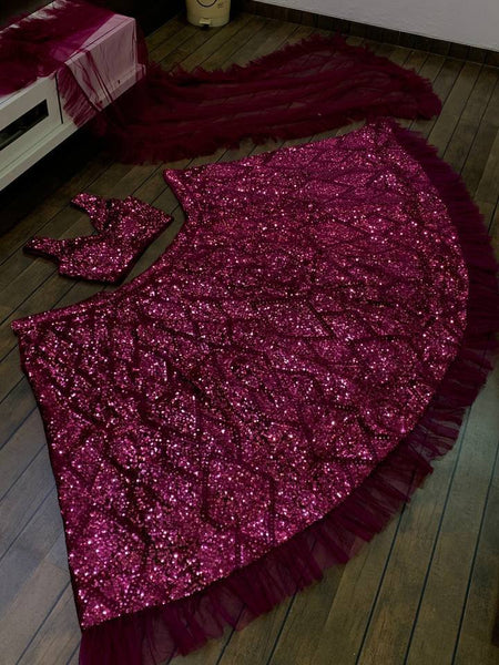 Dark Pink Color Heavy Sequence Work  Designer Lehenga Choli