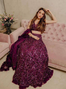 Dark Pink Color Heavy Sequence Work  Designer Lehenga Choli