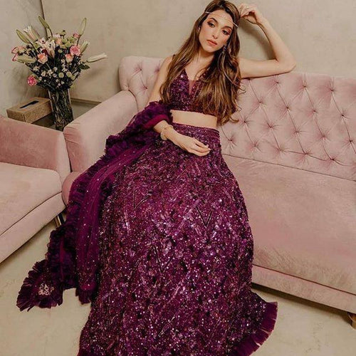 Dark Pink Color Heavy Sequence Work  Designer Lehenga Choli