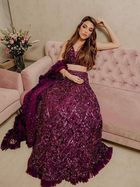 Dark Pink Color Heavy Sequence Work  Designer Lehenga Choli