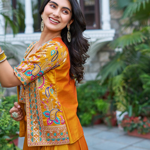 Yellow Color Embroidery Designer Party Wear Haldi Lehenga