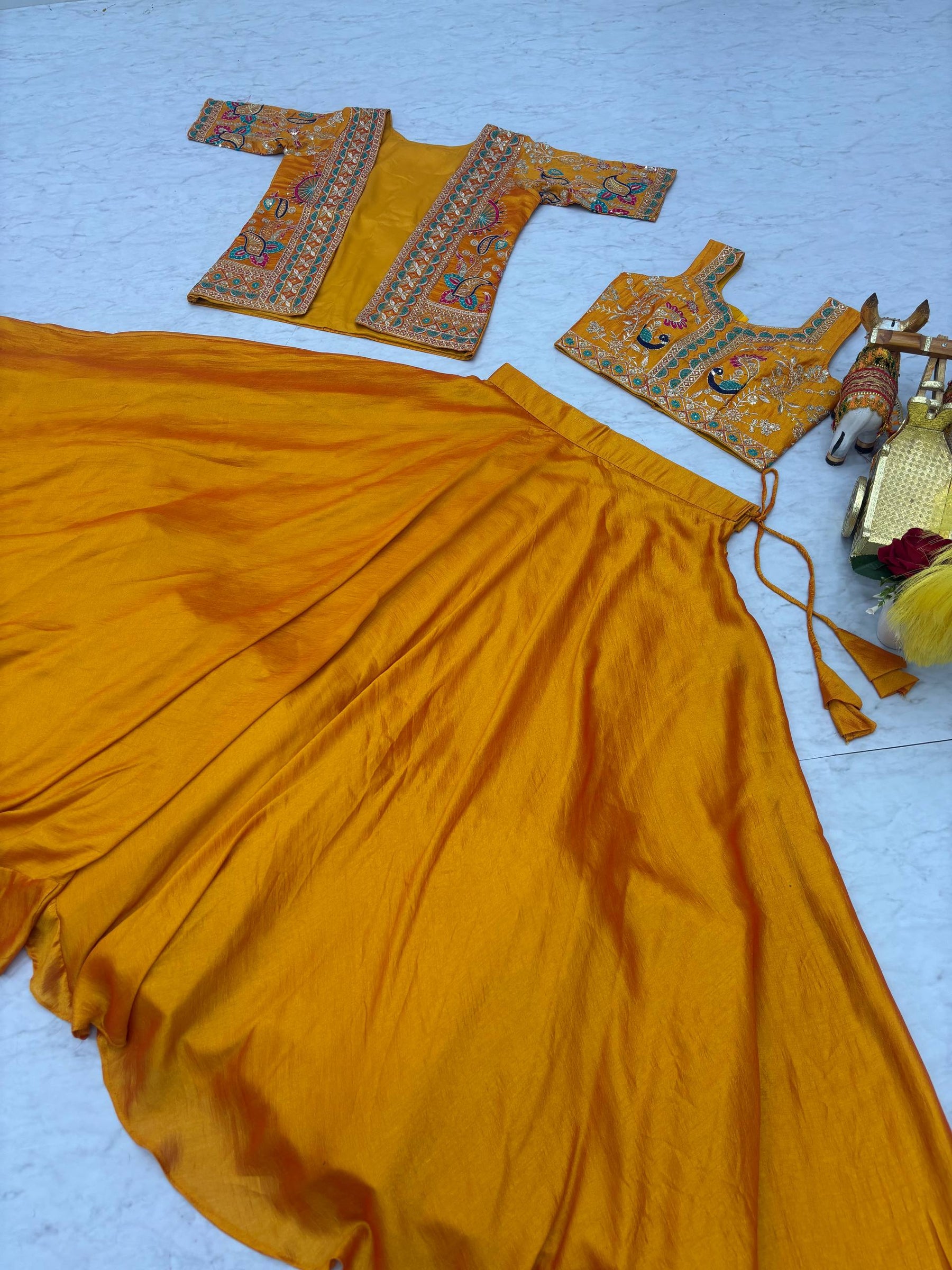 Yellow Color Embroidery Designer Party Wear Haldi Lehenga