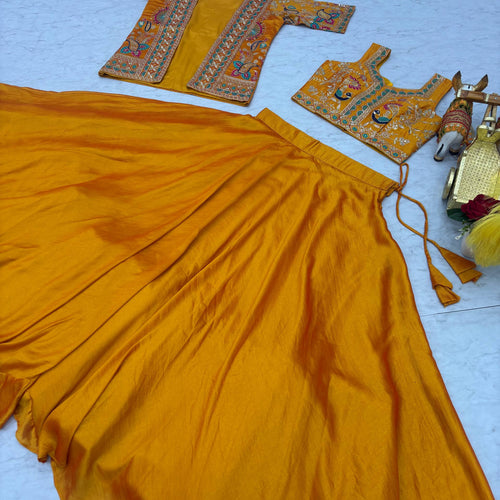 Yellow Color Embroidery Designer Party Wear Haldi Lehenga