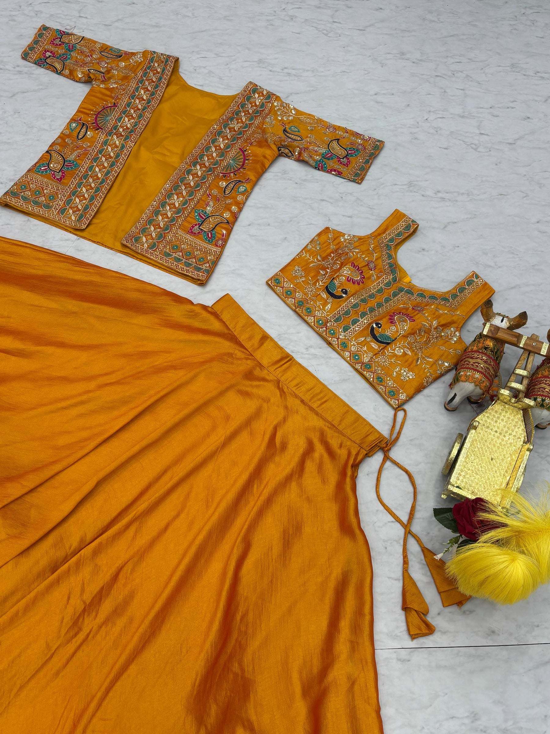 Yellow Color Embroidery Designer Party Wear Haldi Lehenga