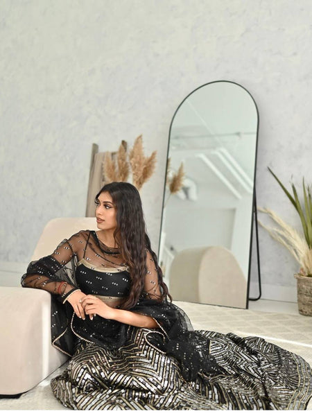 Black Color Heavy Sequuence Work  Designer Wedding Wear Lehenga Choli