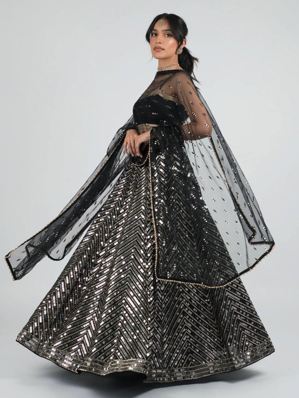 Black Color Heavy Sequuence Work  Designer Wedding Wear Lehenga Choli