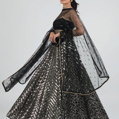 Black Color Heavy Sequuence Work  Designer Wedding Wear Lehenga Choli