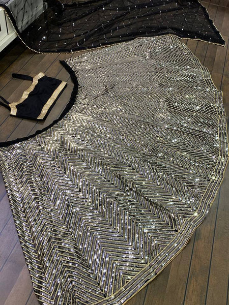 Black Color Heavy Sequuence Work  Designer Wedding Wear Lehenga Choli