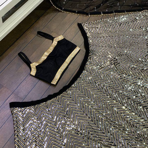 Black Color Heavy Sequuence Work  Designer Wedding Wear Lehenga Choli