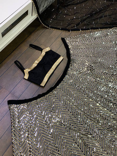 Black Color Heavy Sequuence Work  Designer Wedding Wear Lehenga Choli