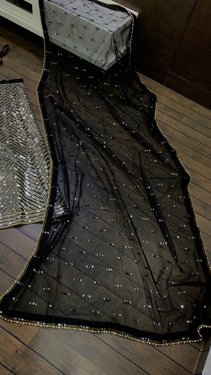 Black Color Heavy Sequuence Work  Designer Wedding Wear Lehenga Choli