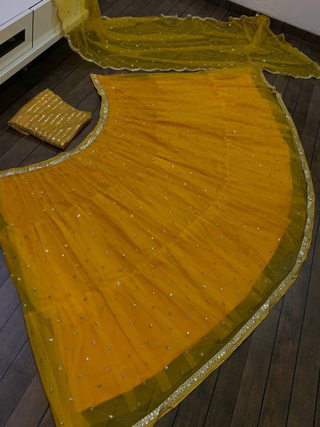 Yellow Color Heavy Sequence Work Haldi Specail Lehenga Choli