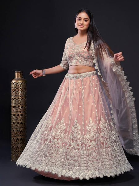 Baby Pink Color Heavy Sequence Work Designer Lehenga Choli