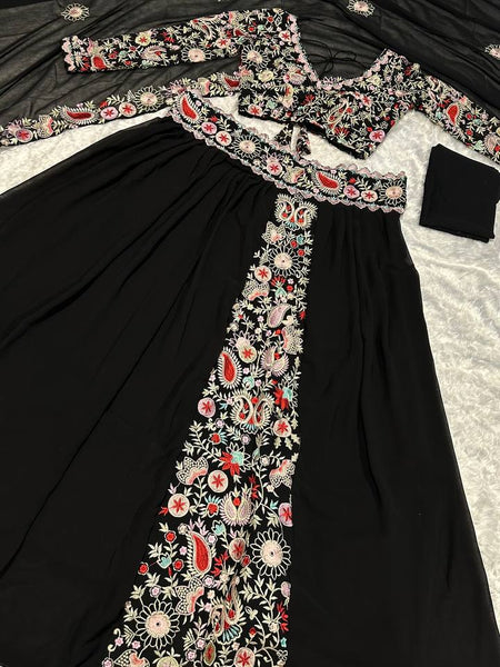 Black Color Thread With Embroidery  Work  Designer Lehenga Choli