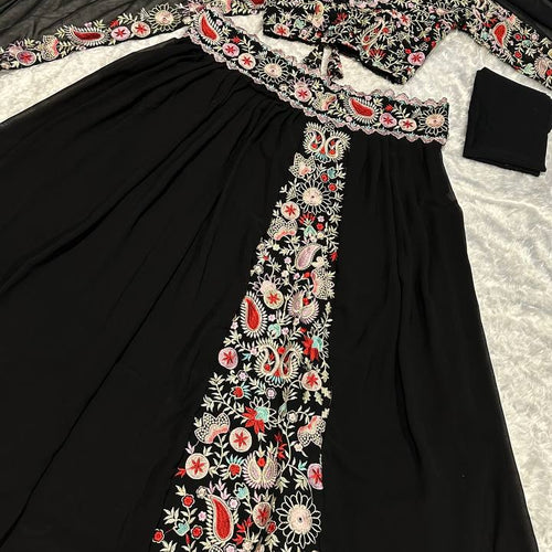 Black Color Thread With Embroidery  Work  Designer Lehenga Choli