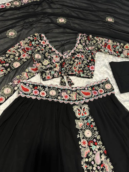 Black Color Thread With Embroidery  Work  Designer Lehenga Choli