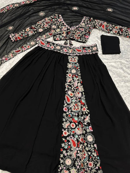 Black Color Thread With Embroidery  Work  Designer Lehenga Choli