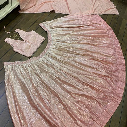 Baby Pink Color Sequence Work Wedding Wear Designer Lehenga Choli