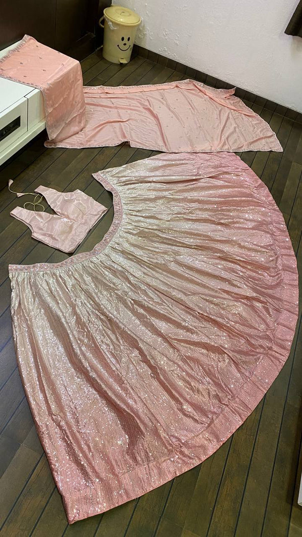 Baby Pink Color Sequence Work Wedding Wear Designer Lehenga Choli