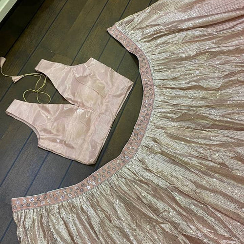 Baby Pink Color Sequence Work Wedding Wear Designer Lehenga Choli