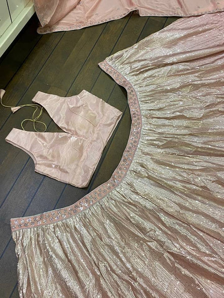 Baby Pink Color Sequence Work Wedding Wear Designer Lehenga Choli