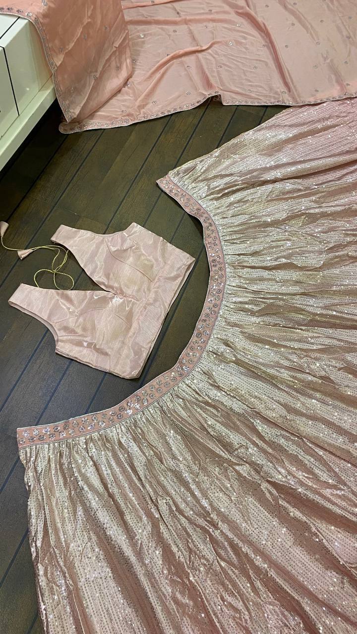Baby Pink Color Sequence Work Wedding Wear Designer Lehenga Choli