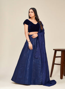 Blue Color Sequence Work  Designer Lehenga Choli