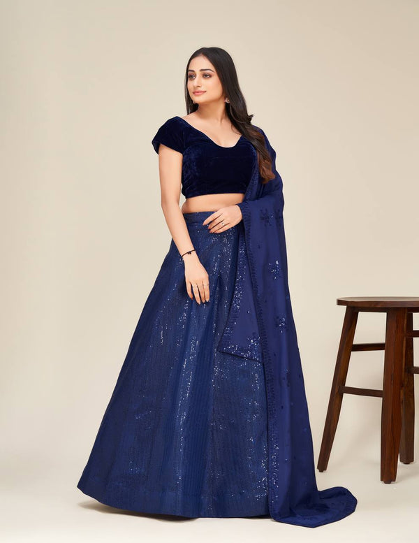 Blue Color Sequence Work  Designer Lehenga Choli
