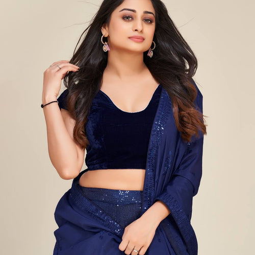 Blue Color Sequence Work  Designer Lehenga Choli