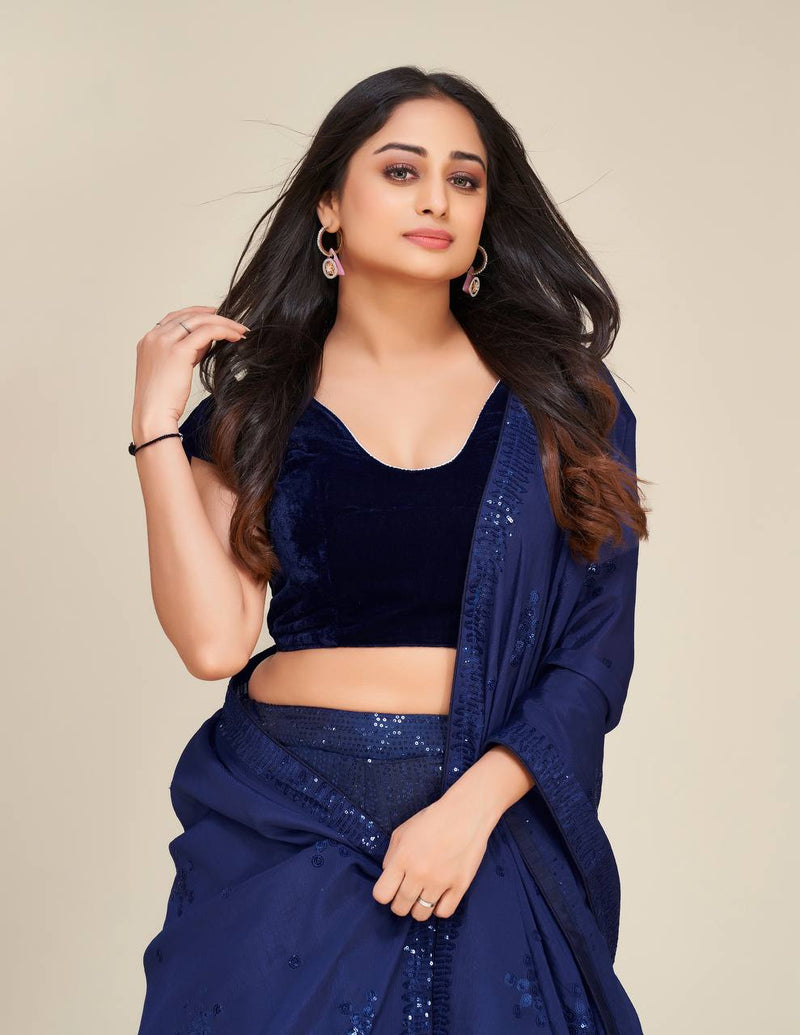 Blue Color Sequence Work  Designer Lehenga Choli