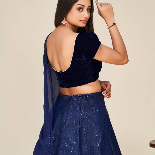 Blue Color Sequence Work  Designer Lehenga Choli