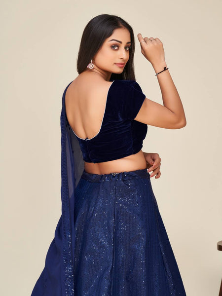 Blue Color Sequence Work  Designer Lehenga Choli