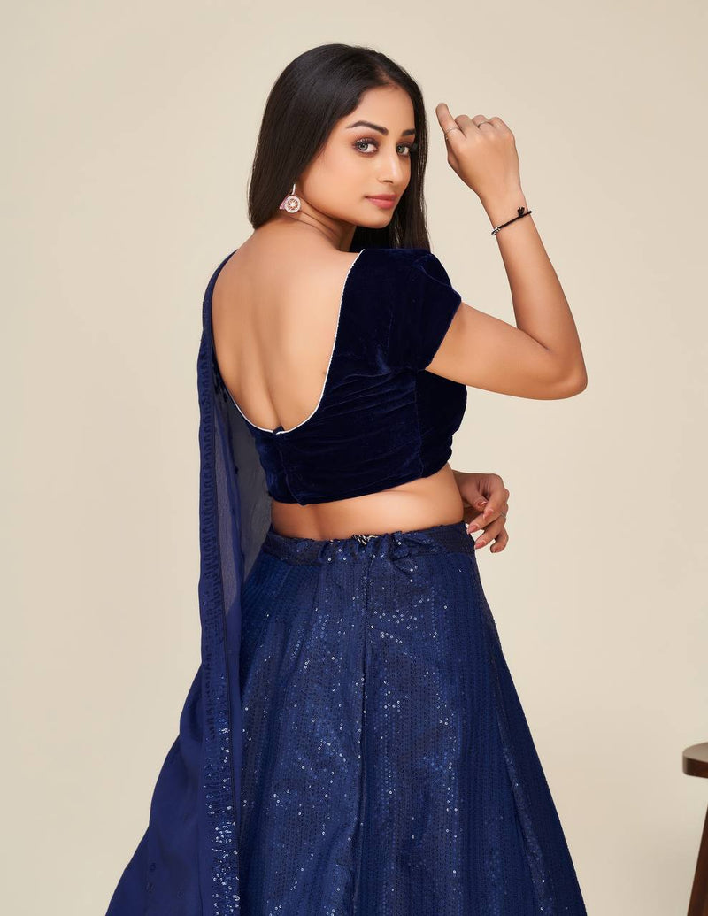 Blue Color Sequence Work  Designer Lehenga Choli