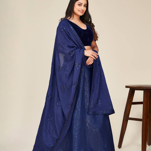 Blue Color Sequence Work  Designer Lehenga Choli