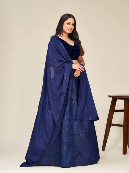 Blue Color Sequence Work  Designer Lehenga Choli