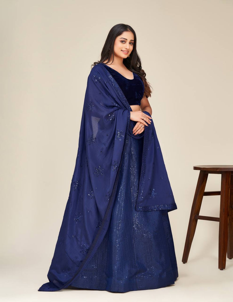 Blue Color Sequence Work  Designer Lehenga Choli